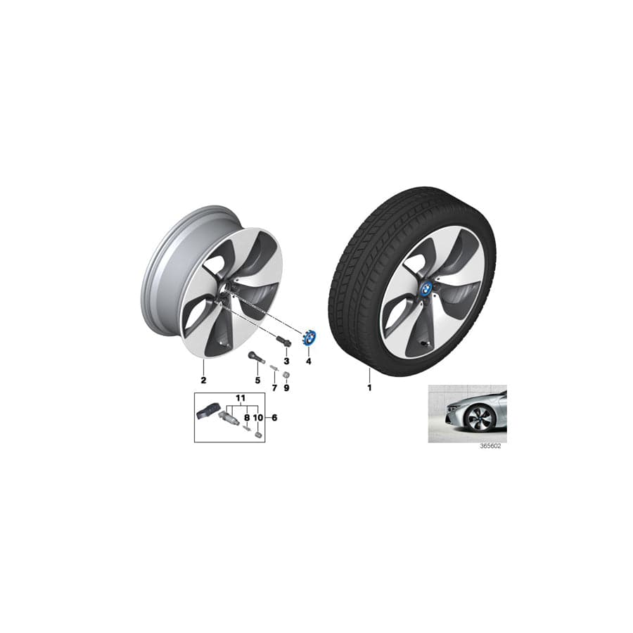 Genuine BMW 36116857574 I15 Alloy Rim Forged Right 7JX20 ET:36 (Inc. i8)