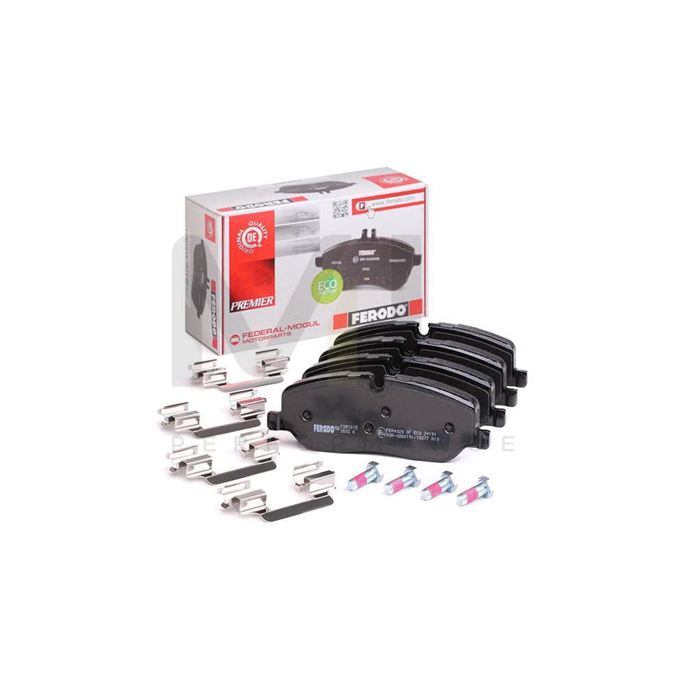 Ferodo Premier Eco Friction FDB1615 Brake Pad Set Prepared for Wear Indicator, With Brake Caliper Screws, With Piston Clip, With Accessories