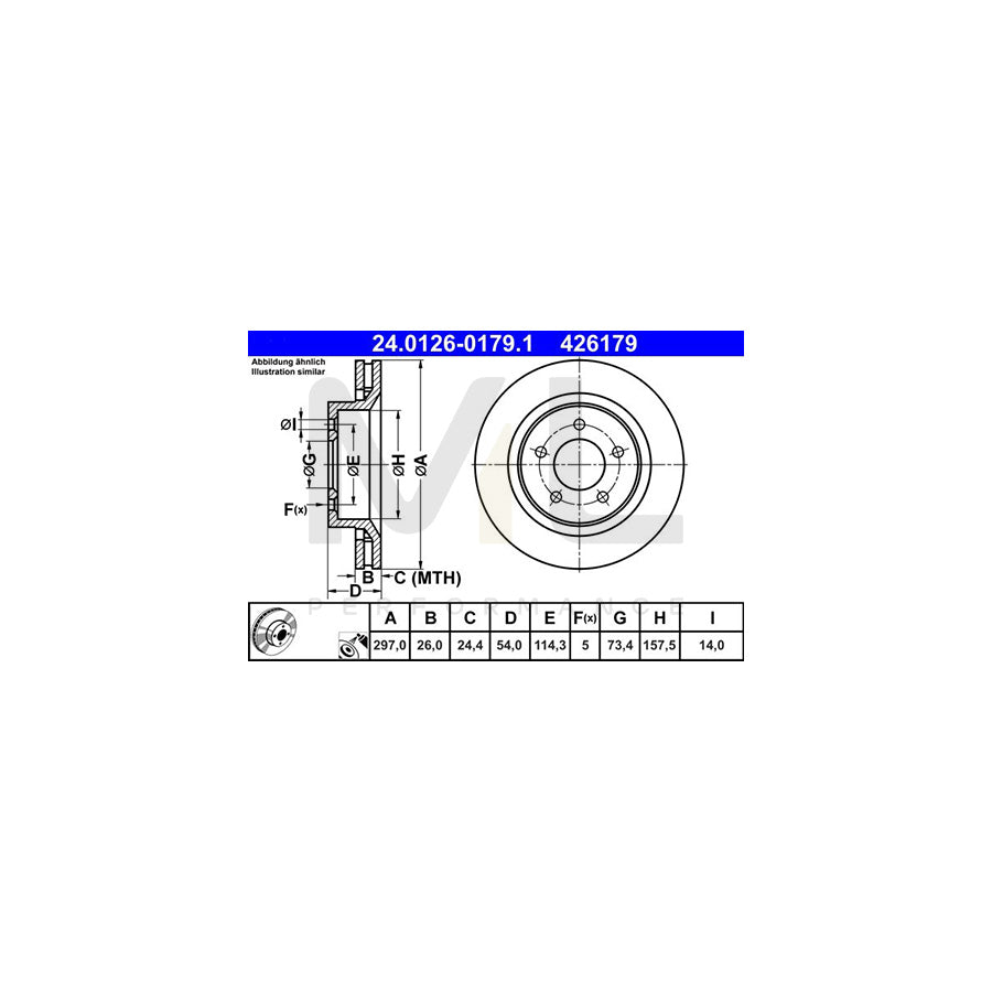 ATE 24.0126-0179.1 Brake Disc Vented, Coated, High-carbon - 1 piece