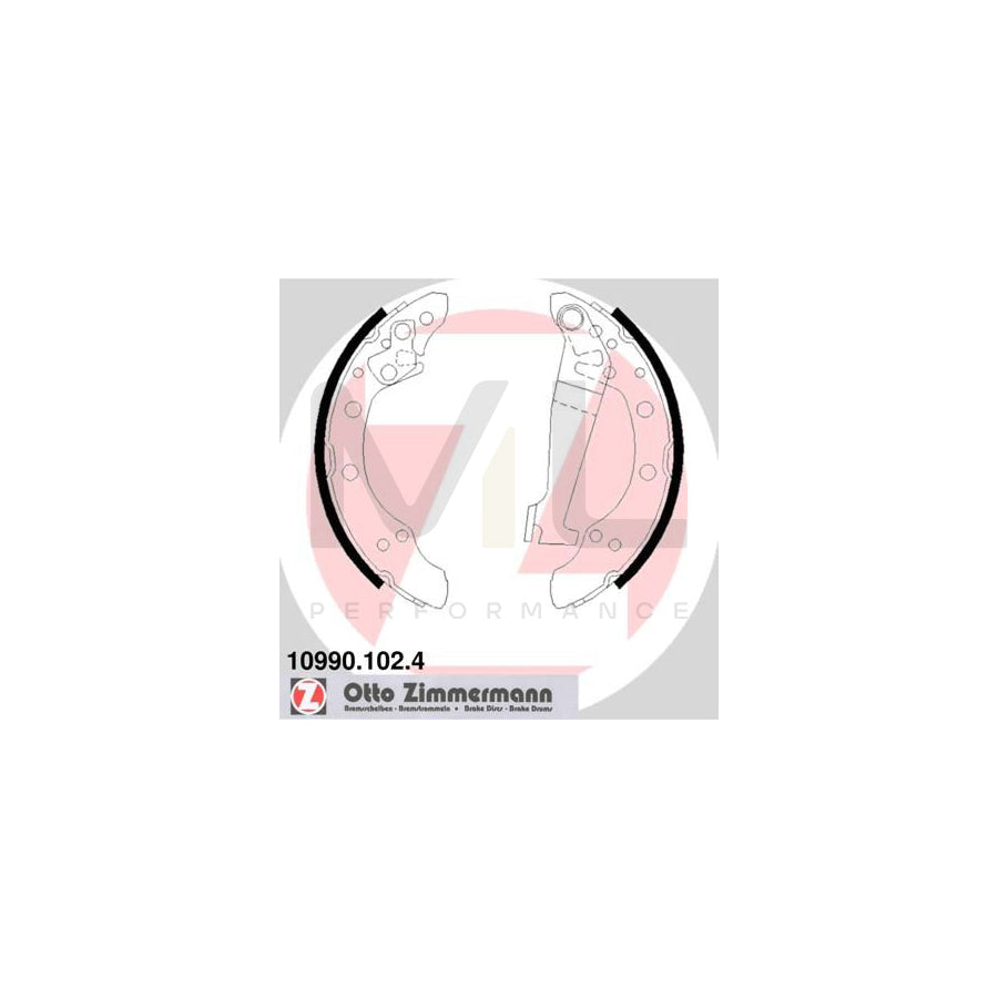 ZIMMERMANN 10990.102.4 Brake Shoe Set Photo corresponds to scope of supply, with lever