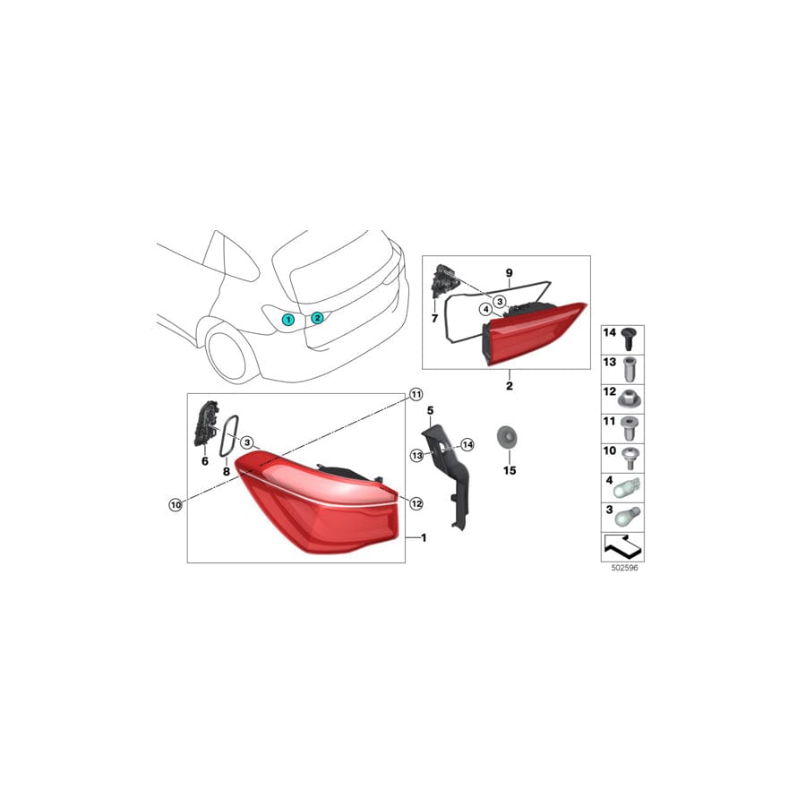 Genuine BMW 63217488545 F48 Rear Light In The Side Panel, Left (Inc. X1 18dX, X1 20d & X1 18d)