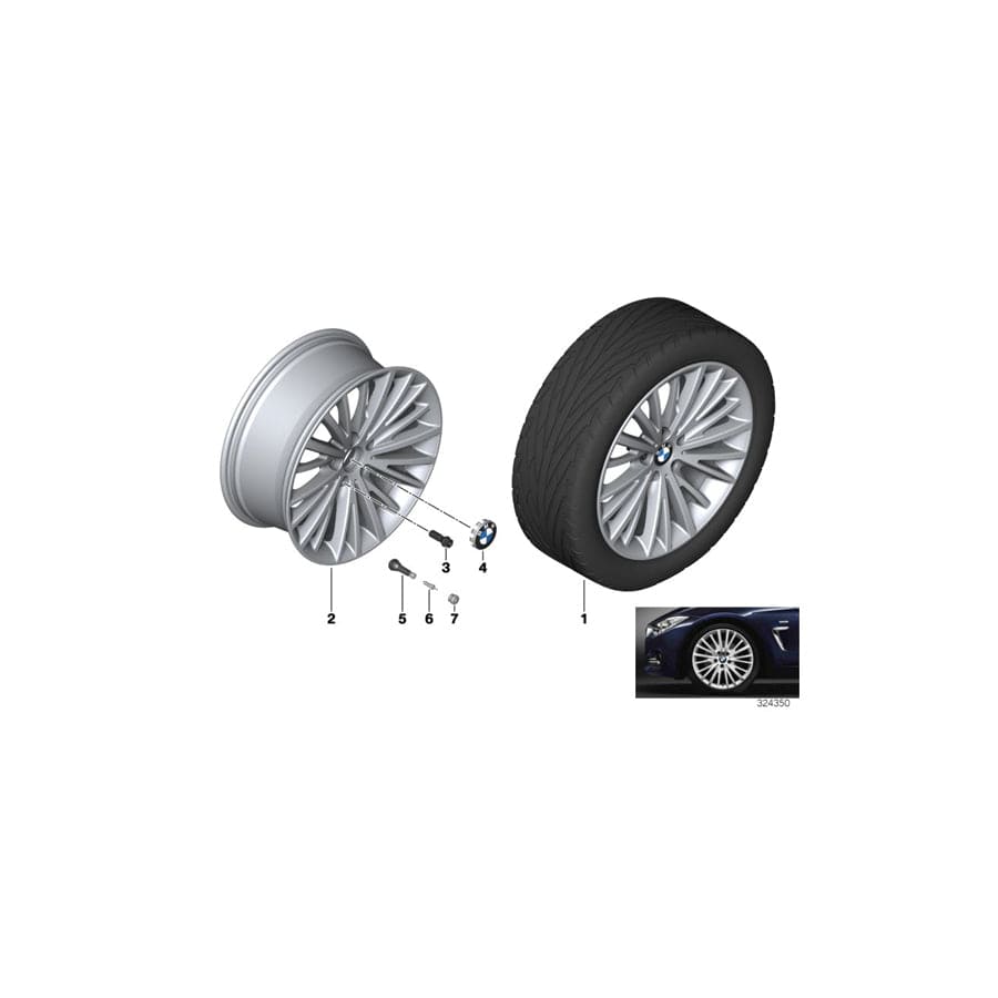 Genuine BMW 36116856219 F33 F36 F30 Gloss-Turned Light Alloy Rim 8,5JX19 ET:47 (Inc. 316i, 335dX & 425d)