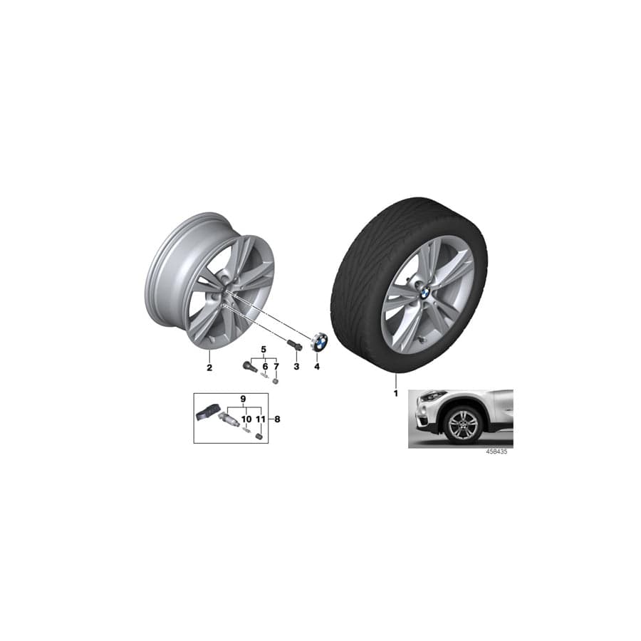 Genuine BMW 36116856064 F48 Disc Wheel, Light Alloy, Reflex-Silber 7,5JX17 ET:52 (Inc. X1 18dX, X1 25iX & X1 20i)
