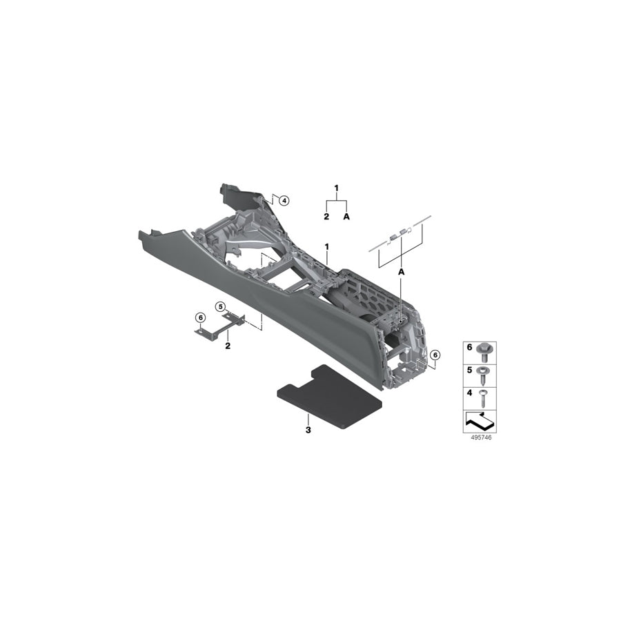 Genuine BMW 51166993145 G20 G21 Sound Insulation, Center Console (Inc. 320i, 330d & 320d)