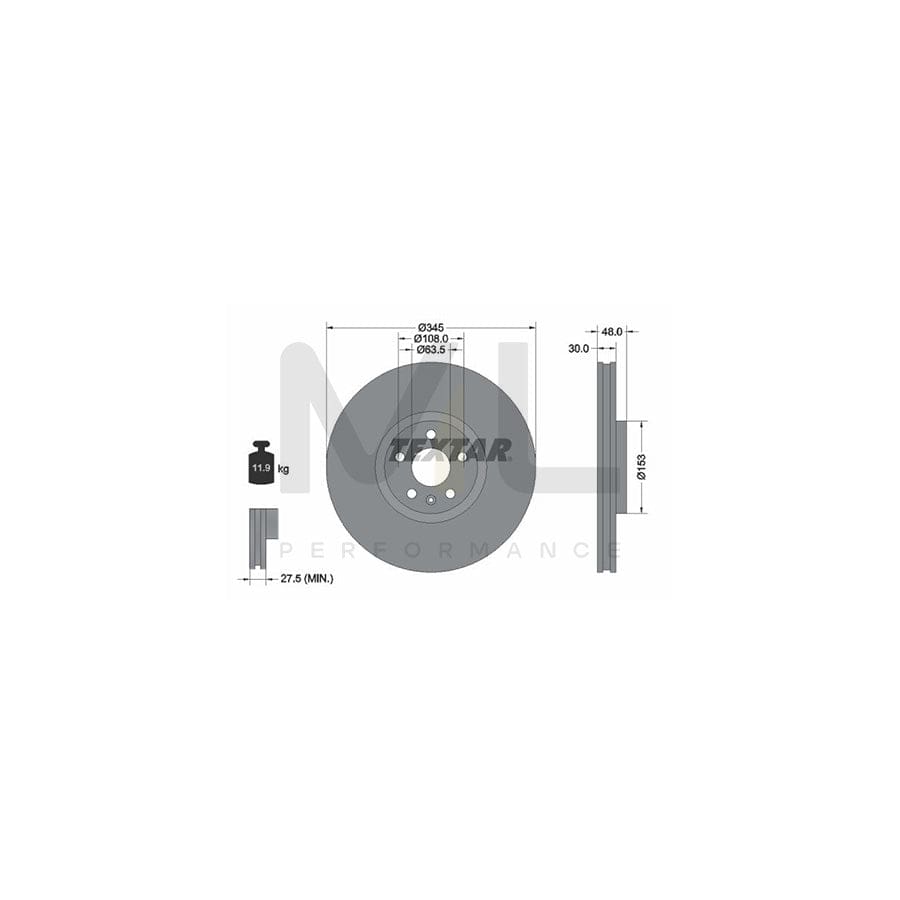 TEXTAR 92289805 Brake Disc Internally Vented, Coated, High-carbon, without wheel hub, without wheel studs - 1 piece
