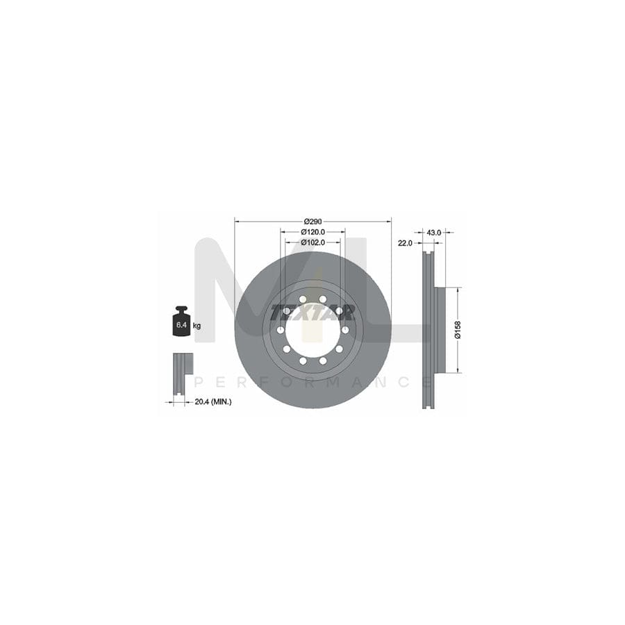 TEXTAR 93117400 Brake Disc Internally Vented, without wheel hub, without wheel studs - 1 piece