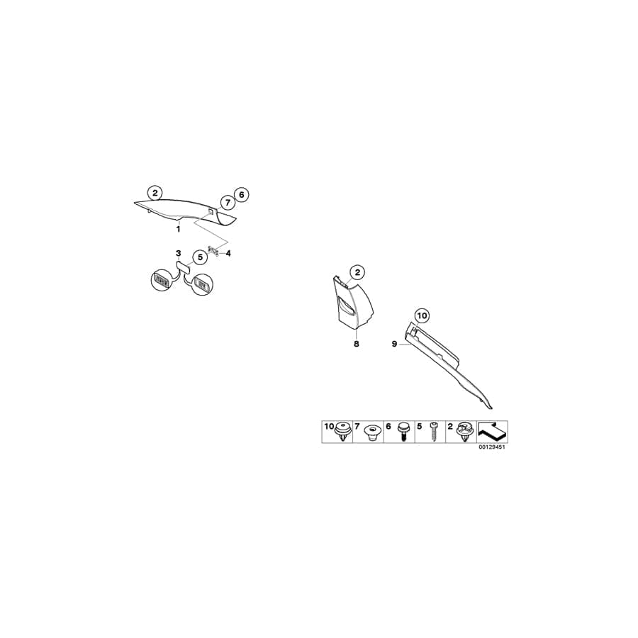 Genuine BMW 51437070262 E63 Cover Column B Right HImmELGRAU (Inc. 645Ci, 650i & 635d)