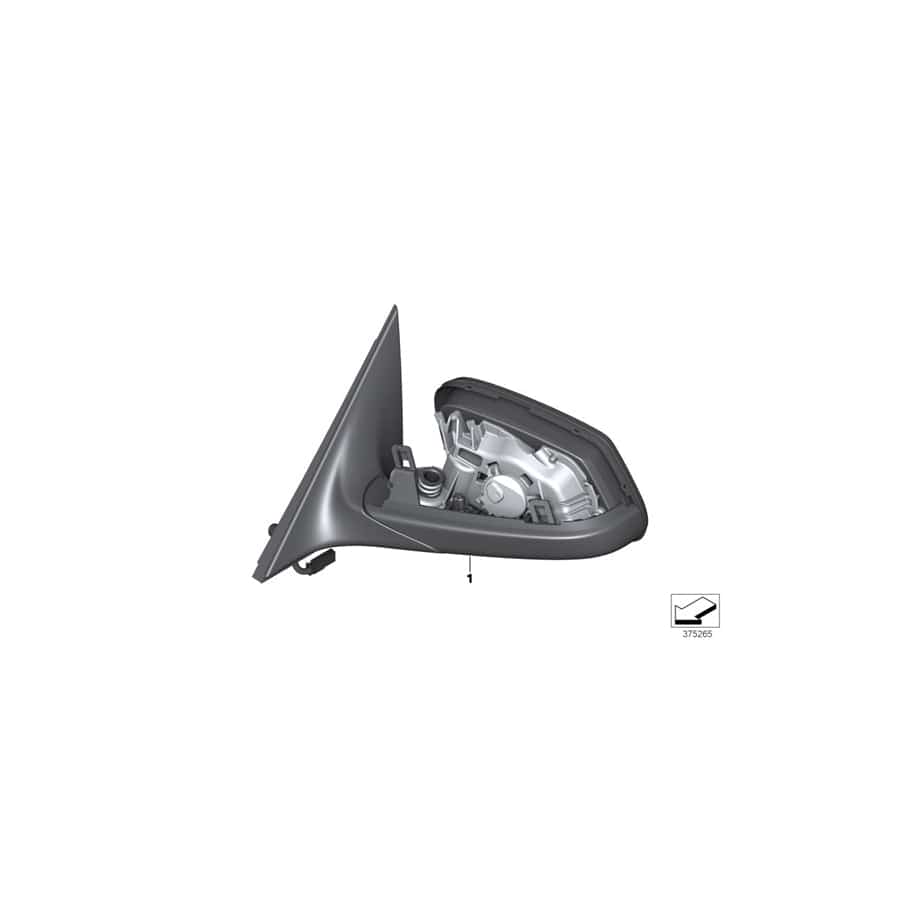Genuine BMW 51167189636 E60 E61 Outside Mirror W/Out Glass Heated Right GLANZSCHWARZ (Inc. 530i, 530d & 520i)