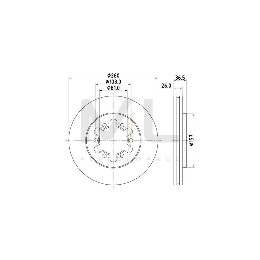 HELLA 8DD 355 104-551 Brake Disc Internally Vented, without wheel hub, without wheel studs | ML Performance Car Parts