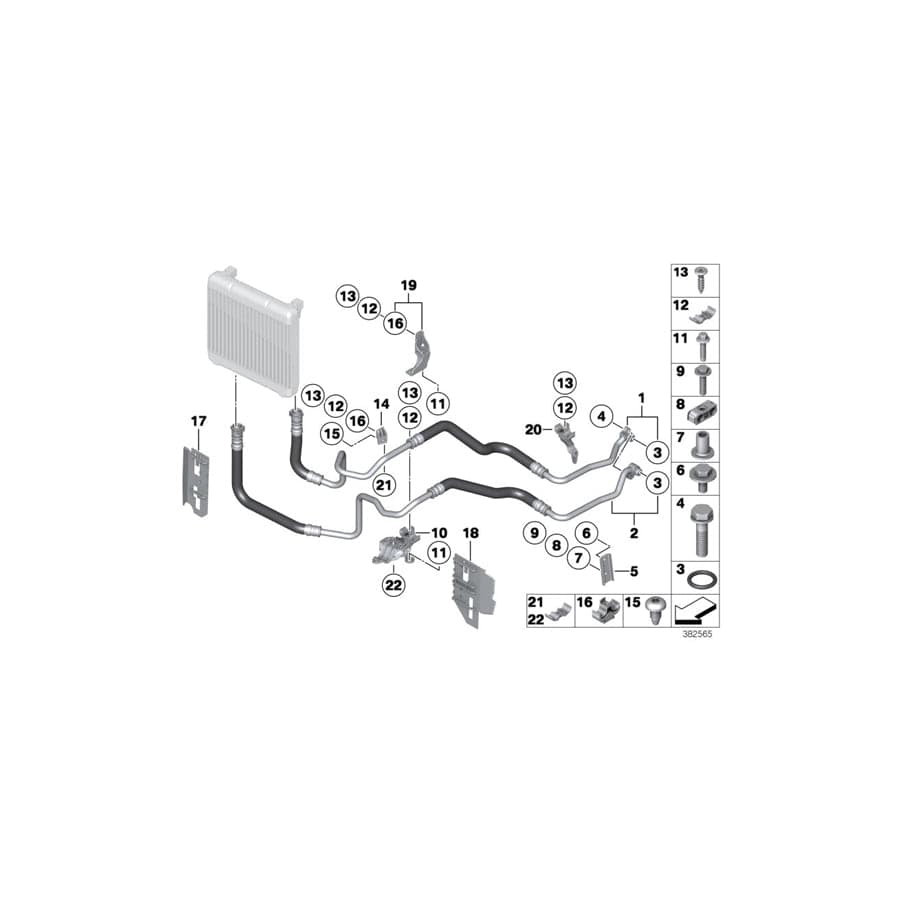 Genuine BMW 17227586895 F11 F03 F10 Bracket, Oil Cooler Line (Inc. Hybrid 7L, 750LiX 4.0 & 650iX 4.0)