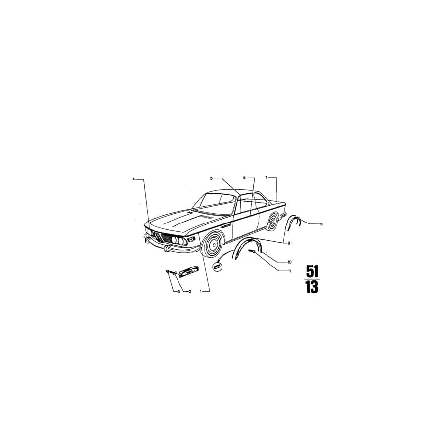 Genuine BMW 51131819606 Covering Front Right (Inc. 3.0CS, 2800CS & 3.0CSiL)
