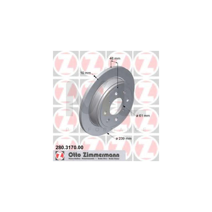 ZIMMERMANN 280.3170.00 Brake Disc Solid - 1 piece