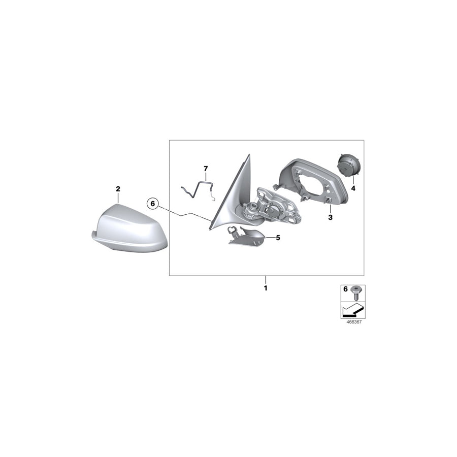 Genuine BMW 51167244111 F10 F11 Set Of Covers Mirror Baseplate SHADOW-LINE (Inc. 525dX, 520i & 535iX)