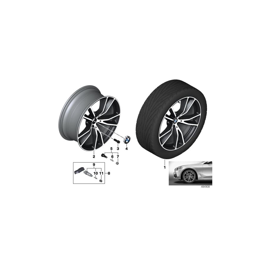 Genuine BMW 36116877021 G32 Disc Wheel Light Alloy Jet Bl.Sol.Paint 10JX20 ET:41 (Inc. 630dX, 620d & 630iX)