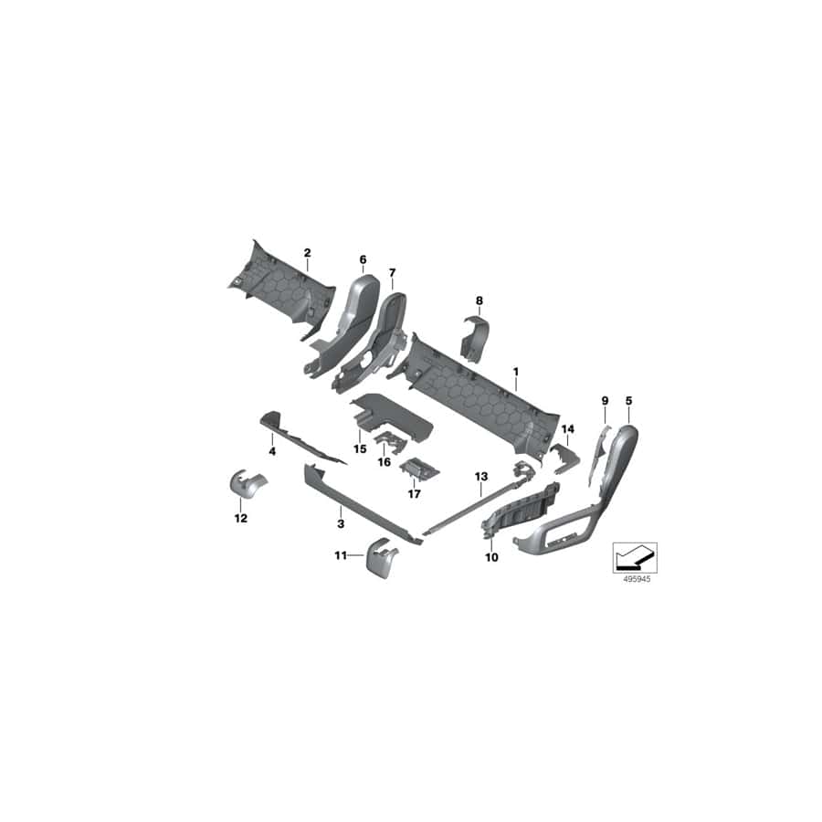 Genuine BMW 52207955152 G05 Cover, Seat Rail, Rear Right SCHWARZ (Inc. X5)