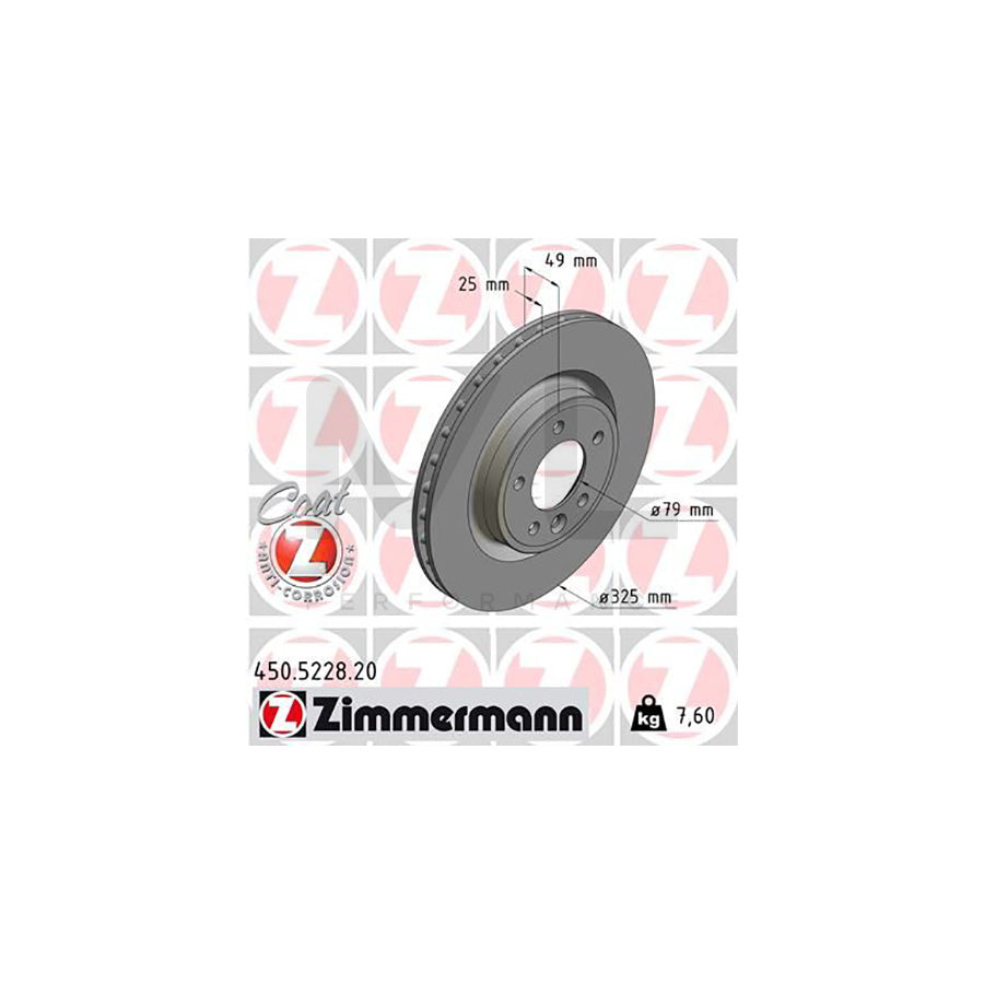ZIMMERMANN 450.5228.20 Brake Disc Internally Vented, Coated, High-carbon - 1 piece