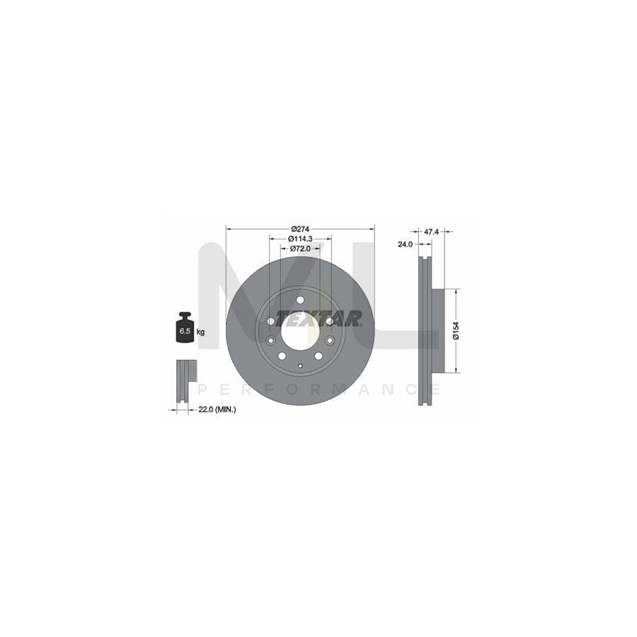 TEXTAR 92110400 Brake Disc Internally Vented, without wheel hub, without wheel studs - 1 piece