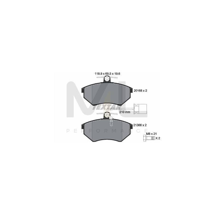TEXTAR 2016805 Brake pad set with integrated wear warning contact, with brake caliper screws