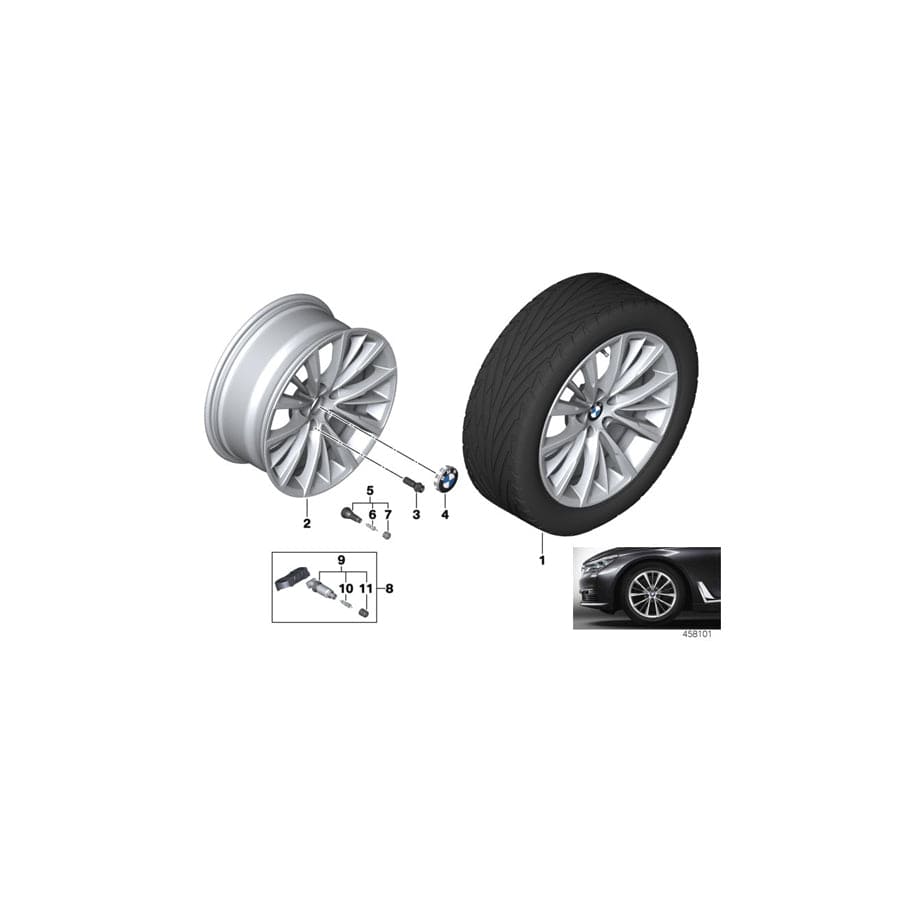 Genuine BMW 36116867339 G12 G11 Disc Wheel, Light Alloy, Reflexsilber 8JX18 ET:30 (Inc. 730d, 740iX & 730Li)