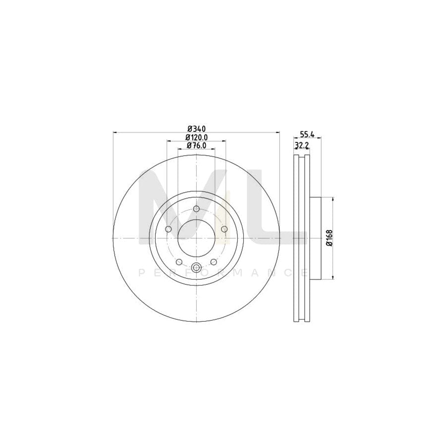 HELLA PRO High Carbon 8DD 355 129-251 Brake Disc Internally Vented, Coated, High-carbon, without wheel hub, without wheel studs | ML Performance Car Parts