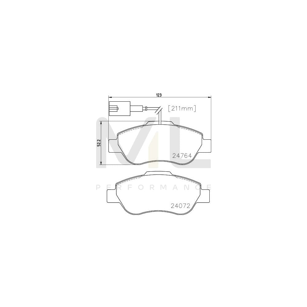 Hella 8DB 355 019-921 Brake Pad Set With Integrated Wear Warning Contact, With Accessories | ML Performance Car Parts