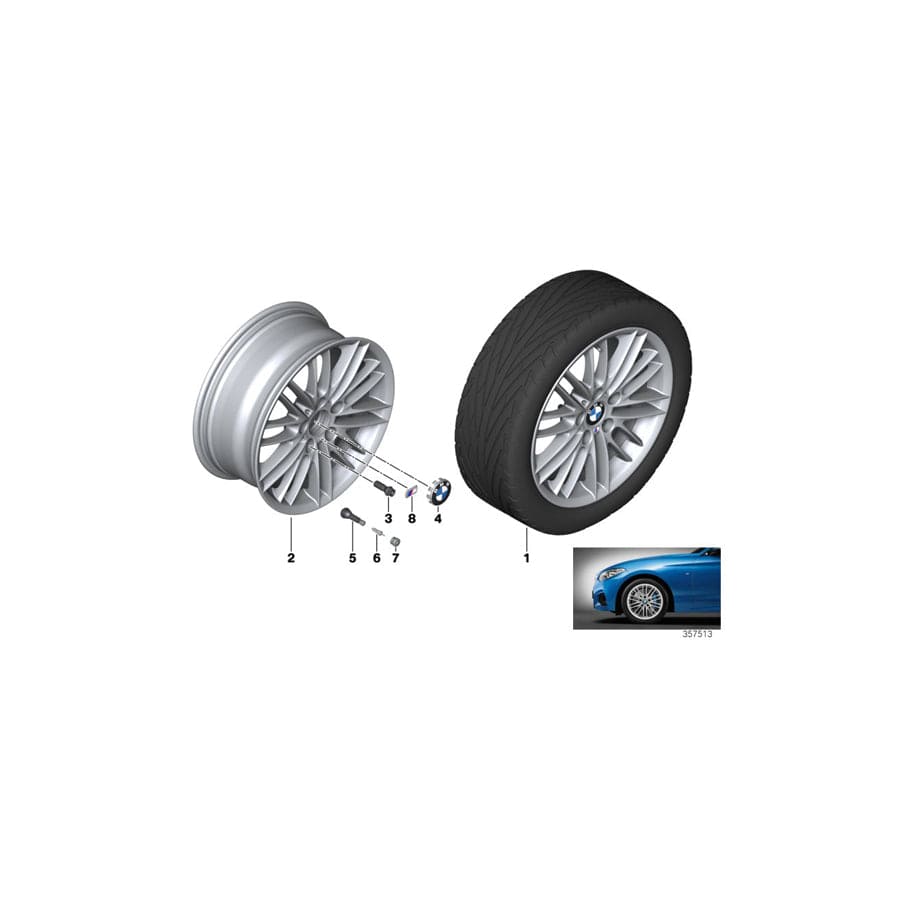 Genuine BMW 36117846782 F23 F22 Disk Wheel Light Alloy Dekor Silver 2 7,5JX17 ET:43 (Inc. M240iX, 120d & 118dX)
