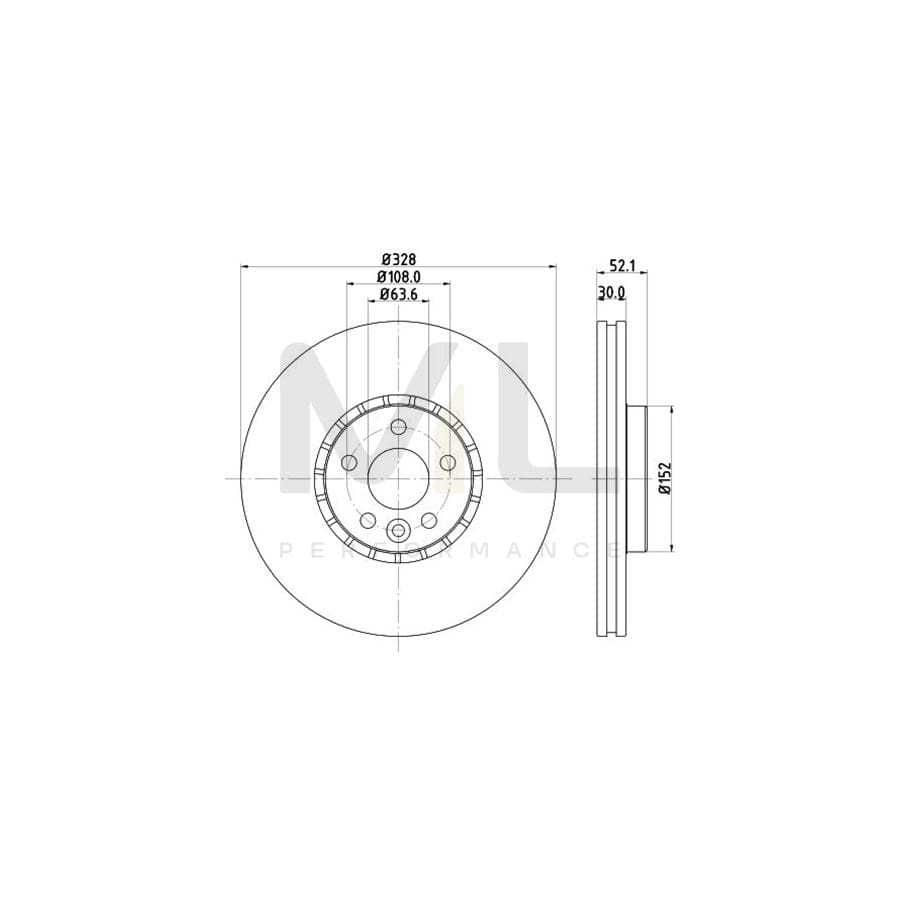 HELLA PRO High Carbon 8DD 355 129-141 Brake Disc for VOLVO XC60 I (156) Externally Vented, Coated, High-carbon, without wheel hub, without wheel studs | ML Performance Car Parts