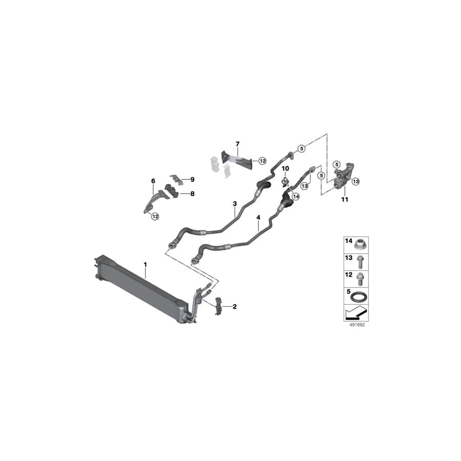 Genuine BMW 17228673189 G06 G05 G07 Bracket, Oil Cooler Line (Inc. X5 50iX, X7 M50iX & X7 50iX)