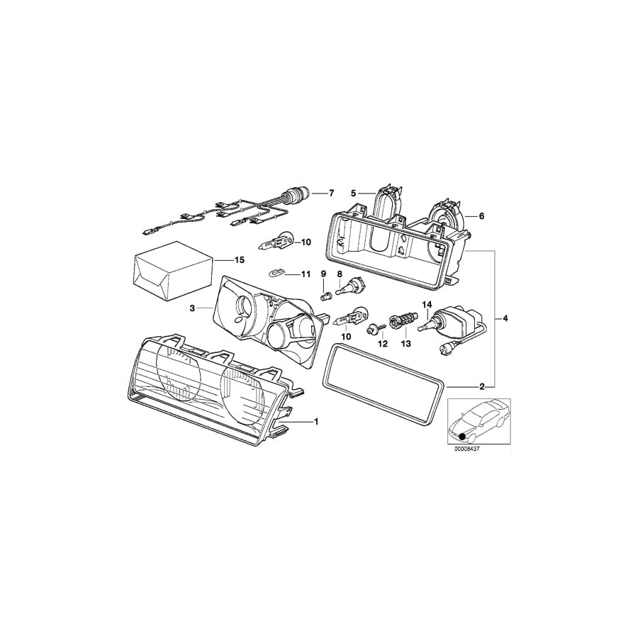 Genuine BMW 63121393353 E36 Reflector Left BOSCH (Inc. 325i, 323i & 318is)