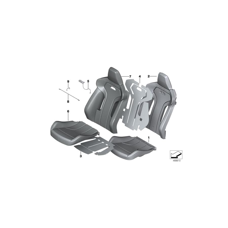 Genuine BMW 52108069548 F80 F82 Cloth/Leather Cover Sport Backrest Right ANTHRAZIT (Inc. M4, M4 GTS & M3)