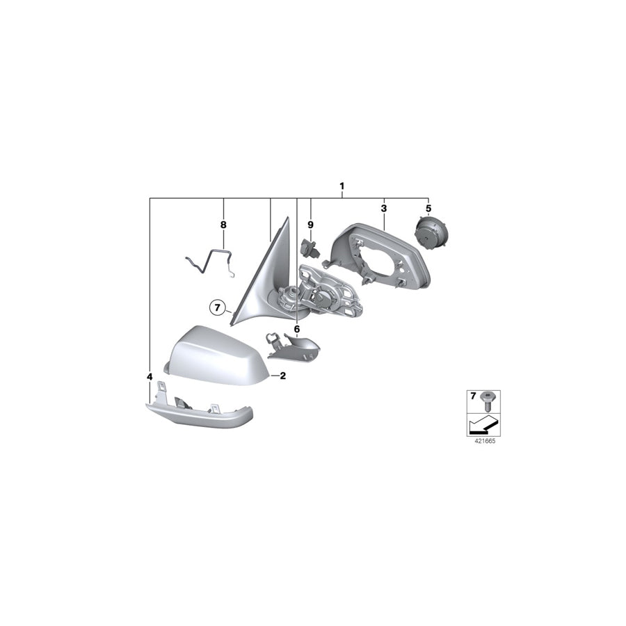 Genuine BMW 51167321812 F10 F11 Outside Mirror W/Out Glass Heated Right (Inc. 530i, 535i & 550iX)