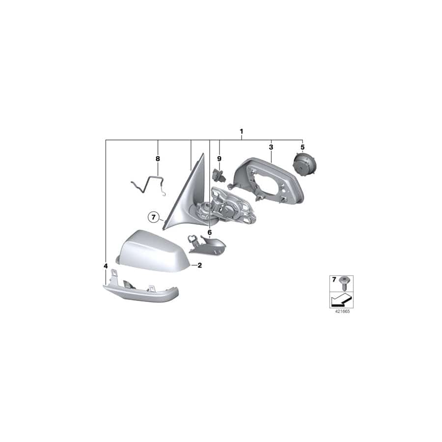 Genuine BMW 51167321811 F10 F11 Exterior Mirror, No Lens, Heated, Left (Inc. 520d, 528i & 530dX)