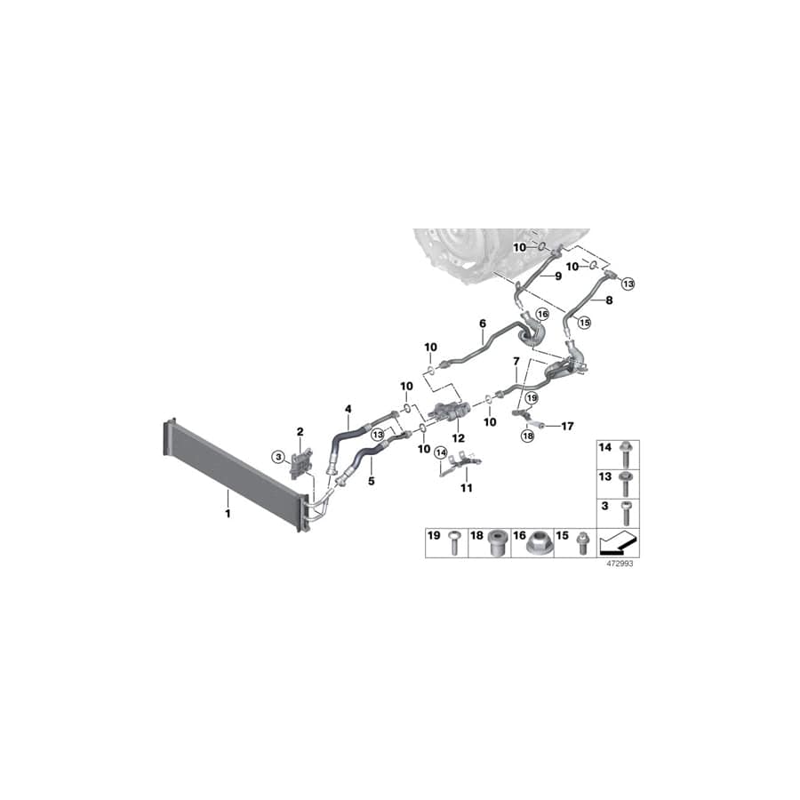 Genuine BMW 17228602393 G12 Transmission Oil Cooler Line, Flow (Inc. M760iX & M760LiX)