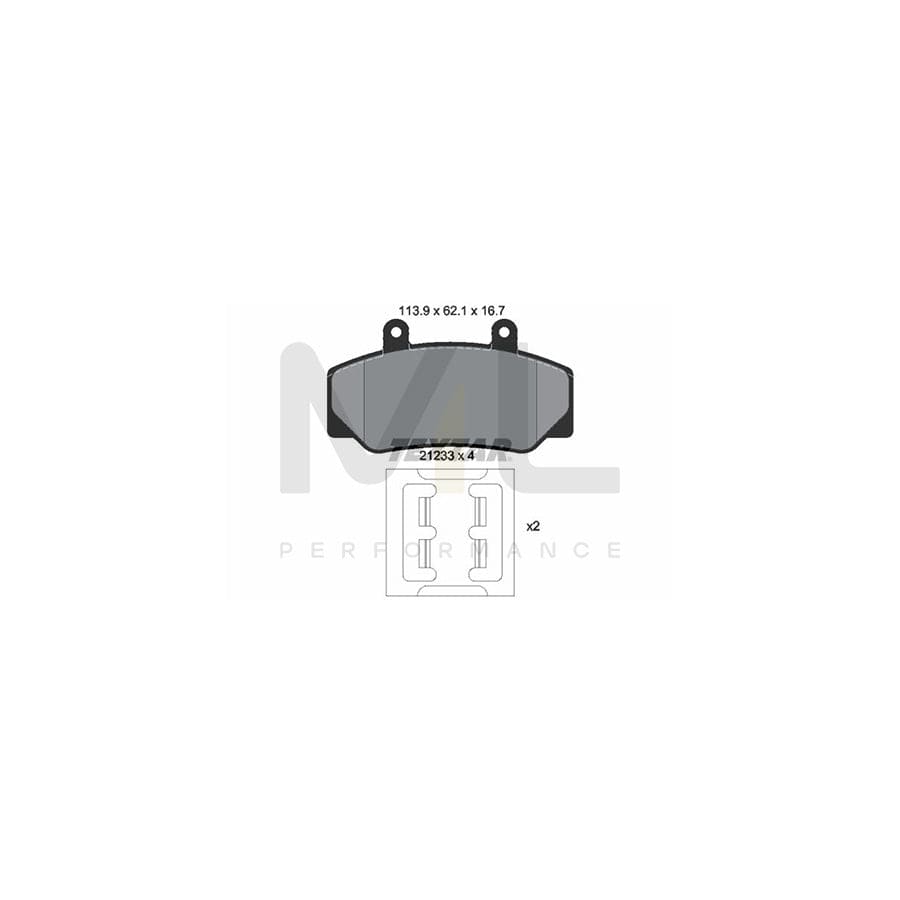 TEXTAR 2123302 Brake pad set not prepared for wear indicator, with accessories