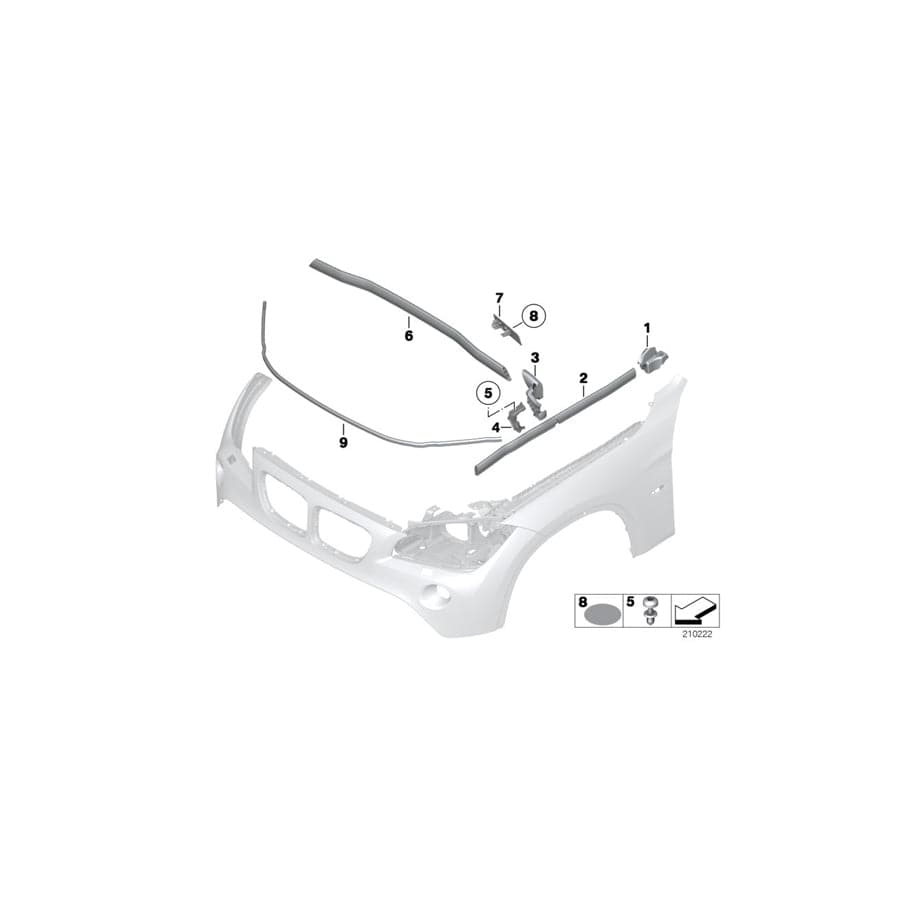 Genuine BMW 51762990361 E84 Molded Upper Part, Front Hatch, Left (Inc. X1 18dX, X1 20d ed & X1 25dX)