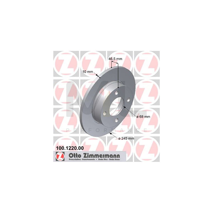 ZIMMERMANN 100.1220.00 Brake Disc for AUDI 100 C3 Saloon (44, 44Q) Solid - 1 piece
