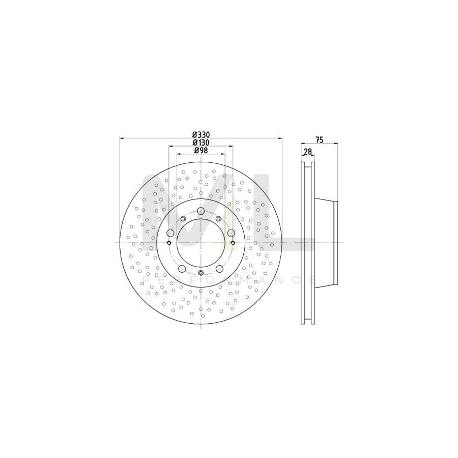 TEXTAR OE-Line 92218910 Brake Disc for PORSCHE 911 Internally Vented, High-carbon, without wheel hub, without wheel studs