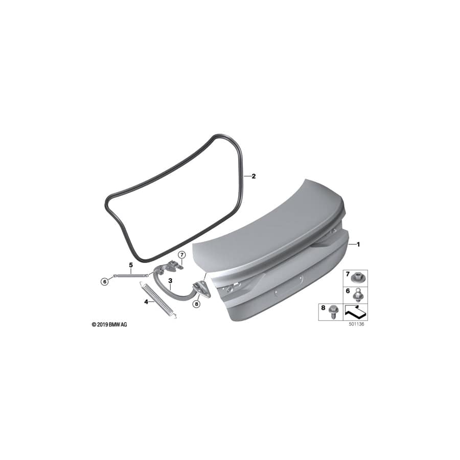 Genuine BMW 41009465134 F44 Right Trunk Lid Hinge (Inc. 220d, 228iX & 218i)