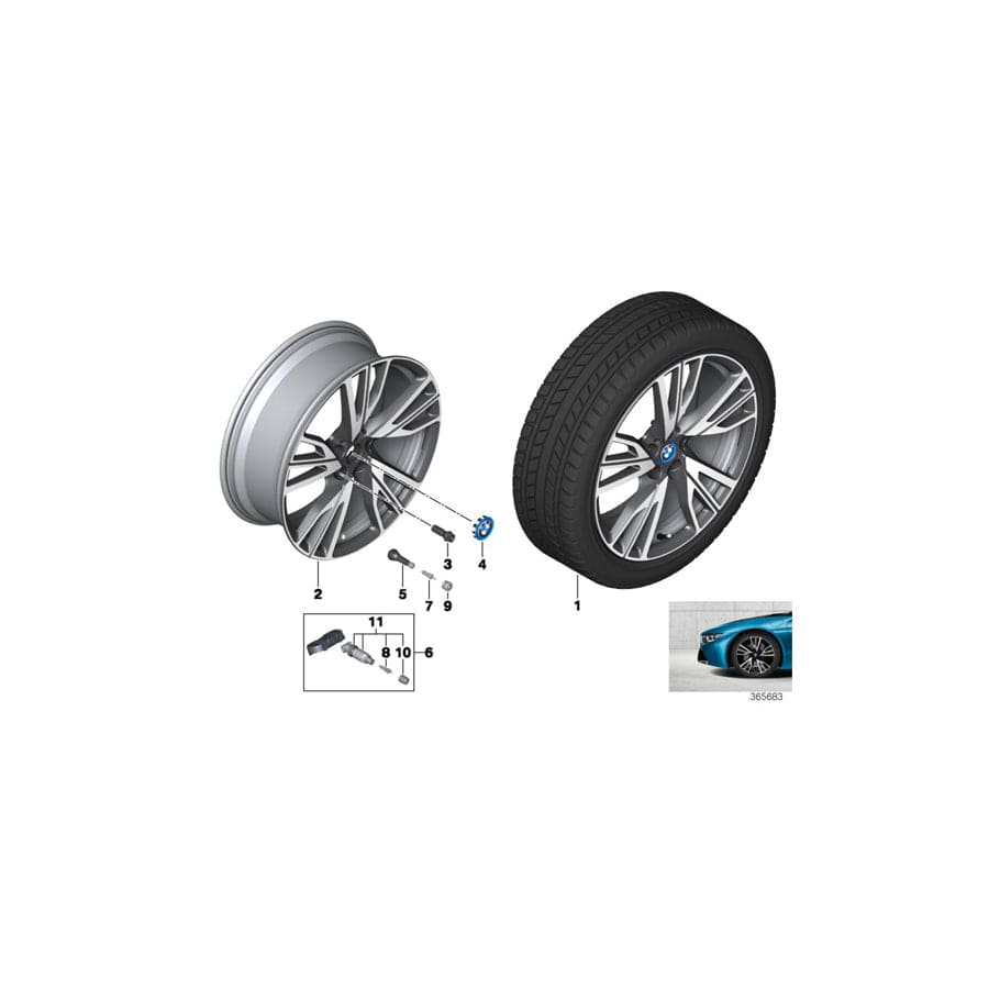 Genuine BMW 36116885167 I15 Disc Wheel Light-Alloy Black Matt Left 7,5JX20 ET:40 (Inc. i8)
