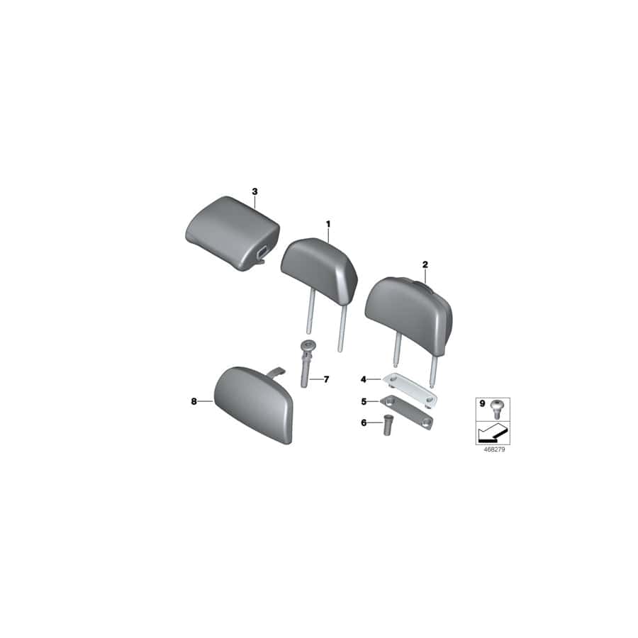 Genuine BMW 52207408089 G11 G12 Folding Head Restr., Leather,Rear Cent. NASW SCHWARZ (Inc. 740LdX, 740Le & 730i)
