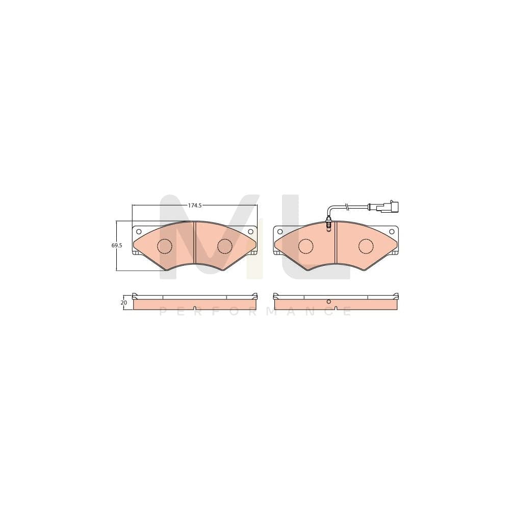 TRW Gdb5063 Brake Pad Set For Iveco Daily Incl. Wear Warning Contact