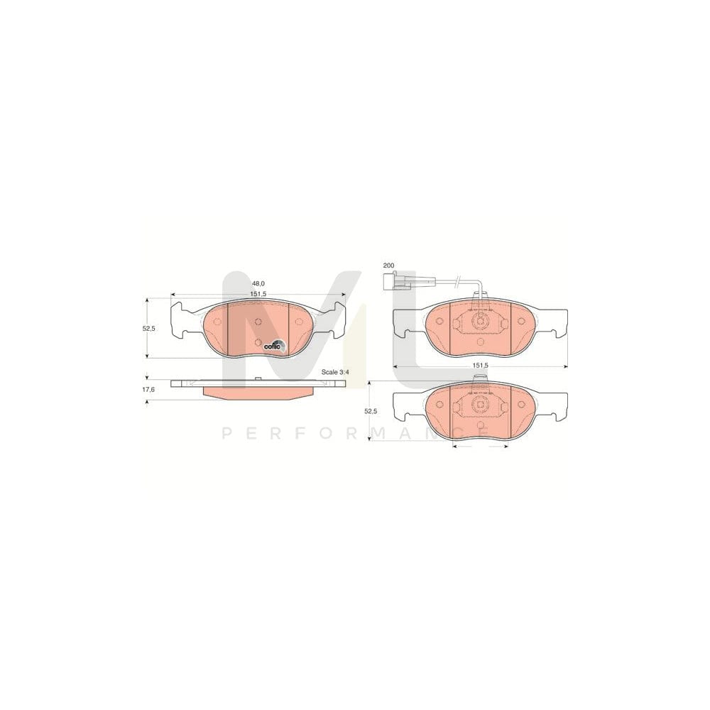 TRW Cotec Gdb1291 Brake Pad Set Incl. Wear Warning Contact