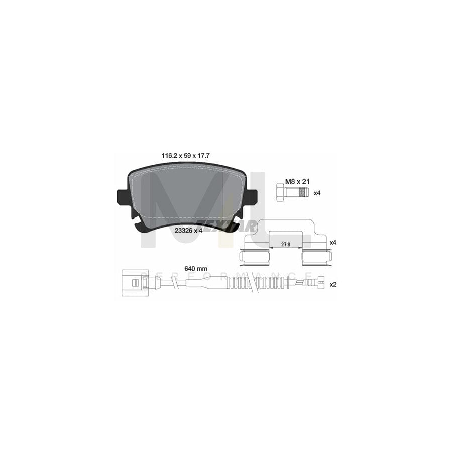 TEXTAR 2332603 Brake pad set incl. wear warning contact, with brake caliper screws, with accessories