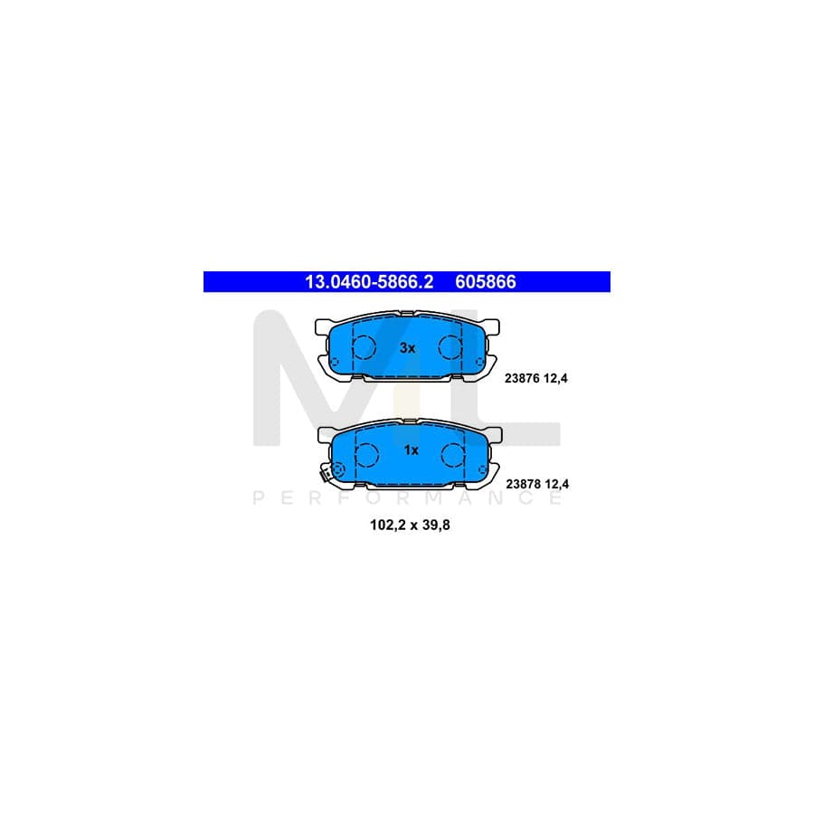 ATE 13.0460-5866.2 Brake pad set for MAZDA MX-5 II (NB) with acoustic wear warning