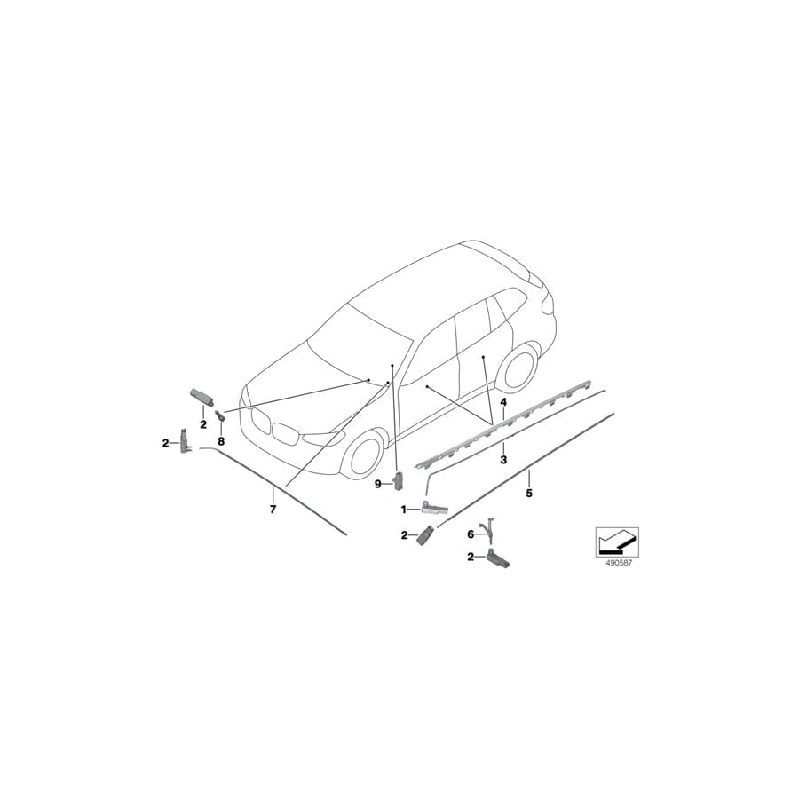 Genuine BMW 63316824249 G02 G01 Optical Conductor, Contour Line Door, Le (Inc. X3)