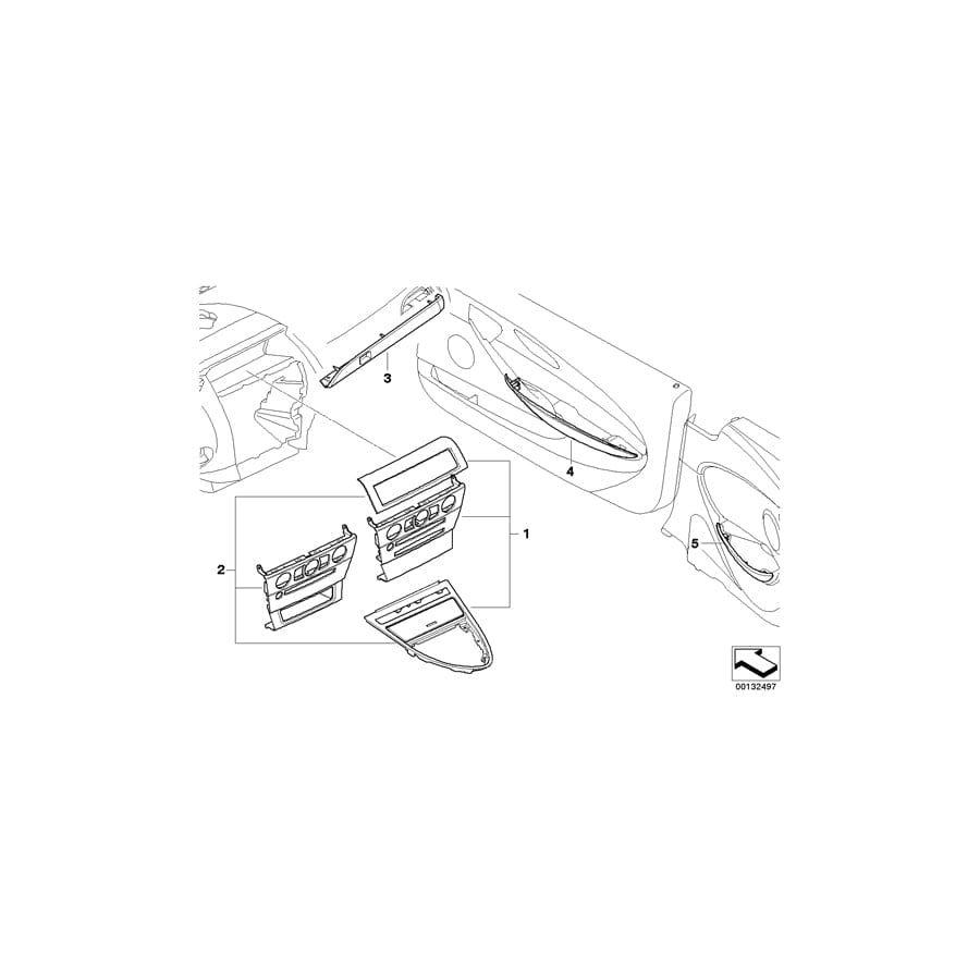 Genuine BMW 51417116056 E63 E64 Decorative Strip, Door Front Right BIRKE BEIGE (Inc. 630i, 635d & 650i)