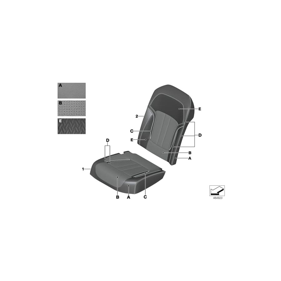 Genuine BMW 52207989167 G11 G12 Cover, Comfort Backrest, Perf. Lthr, Le INDIVIDUAL (Inc. M760iX, 730Ld & 730dX)