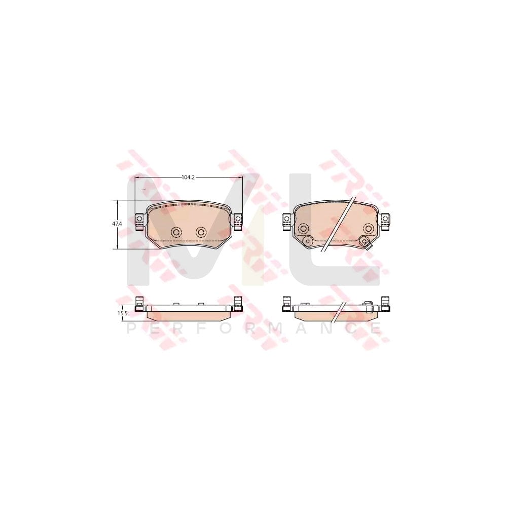 TRW Gdb3632 Brake Pad Set For Mazda 6 With Acoustic Wear Warning