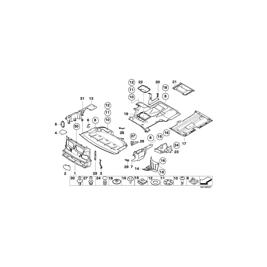 Genuine BMW 51718187506 E39 Lower Right Engine Compartment Cover (Inc. 525td & 525tds)