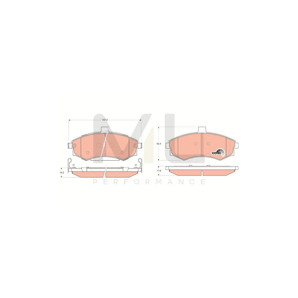 TRW Cotec Gdb3378 Brake Pad Set With Acoustic Wear Warning, With Accessories